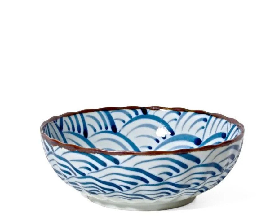 Tabletop Miya Company Large Bowls | Saikai Nami Waves 7.25" Bowl