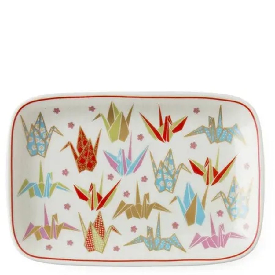 Whimsy Miya Company Plates | Origami Cranes 6.5" X 4.25" Plate - Pink