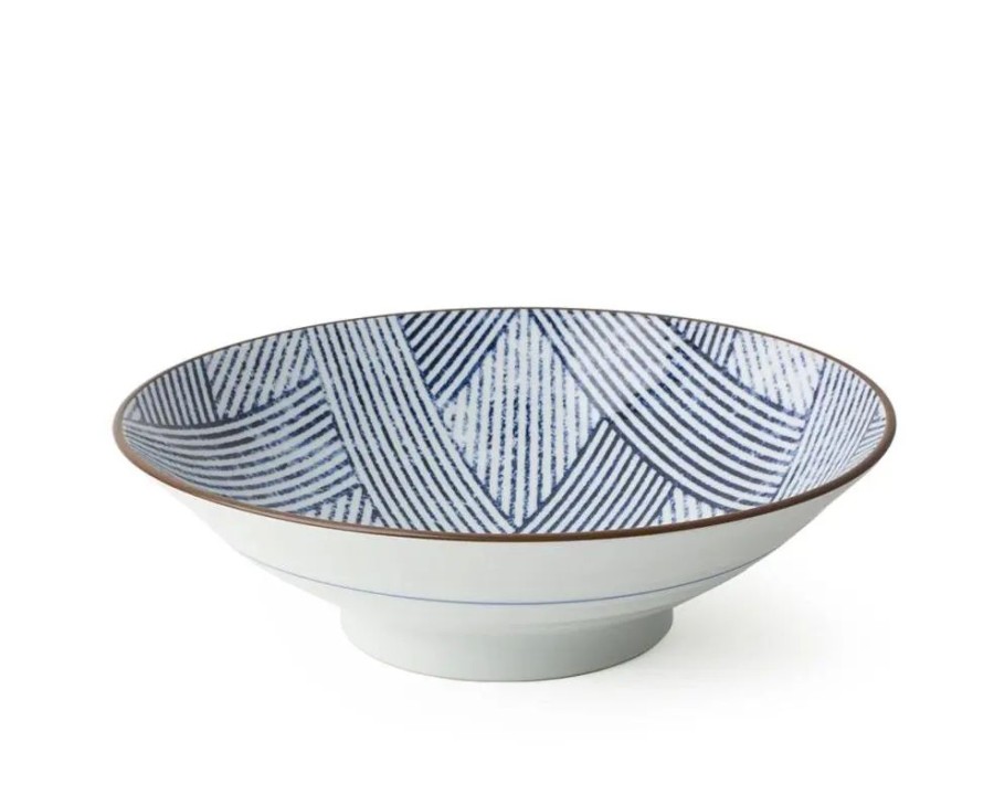 Tabletop Miya Company Serving Bowls & Plates | Aizome Shima Ami 9.75" Serving Bowl