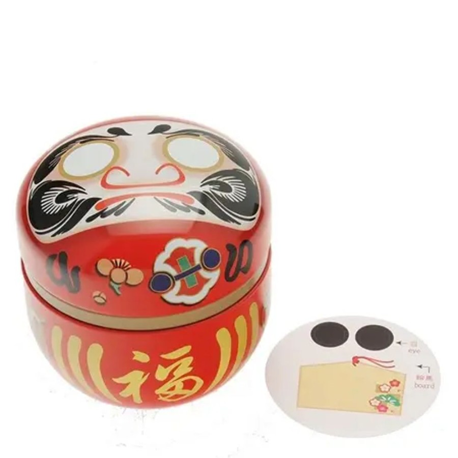Whimsy Miya Company Tableware | Tea Canister Red Daruma "Wishes"