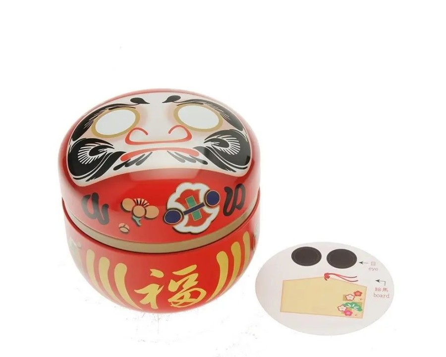 Whimsy Miya Company Tableware | Tea Canister Red Daruma "Wishes"