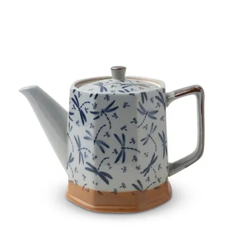 Tabletop Miya Company Teapots - Ceramic | Blue Vintage Dragonflies Tea Pot