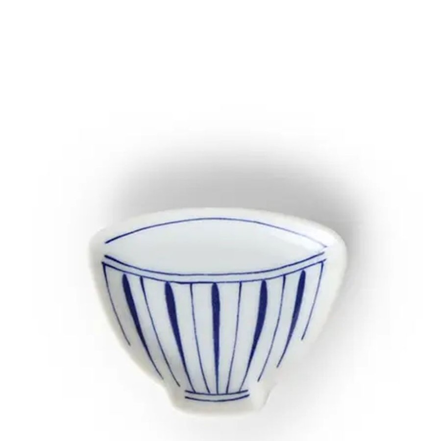 Tabletop Miya Company Sauce Dishes | Mini Plate 3.75" Blue & White Teacup Stripe