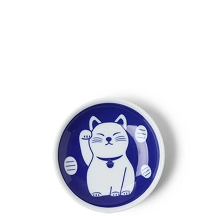 Whimsy Miya Company Plates | Blue Fortune Cat 3.75" Sauce Dish