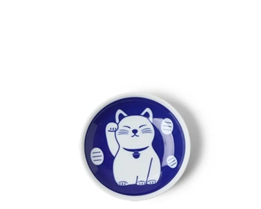 Whimsy Miya Company Plates | Blue Fortune Cat 3.75" Sauce Dish