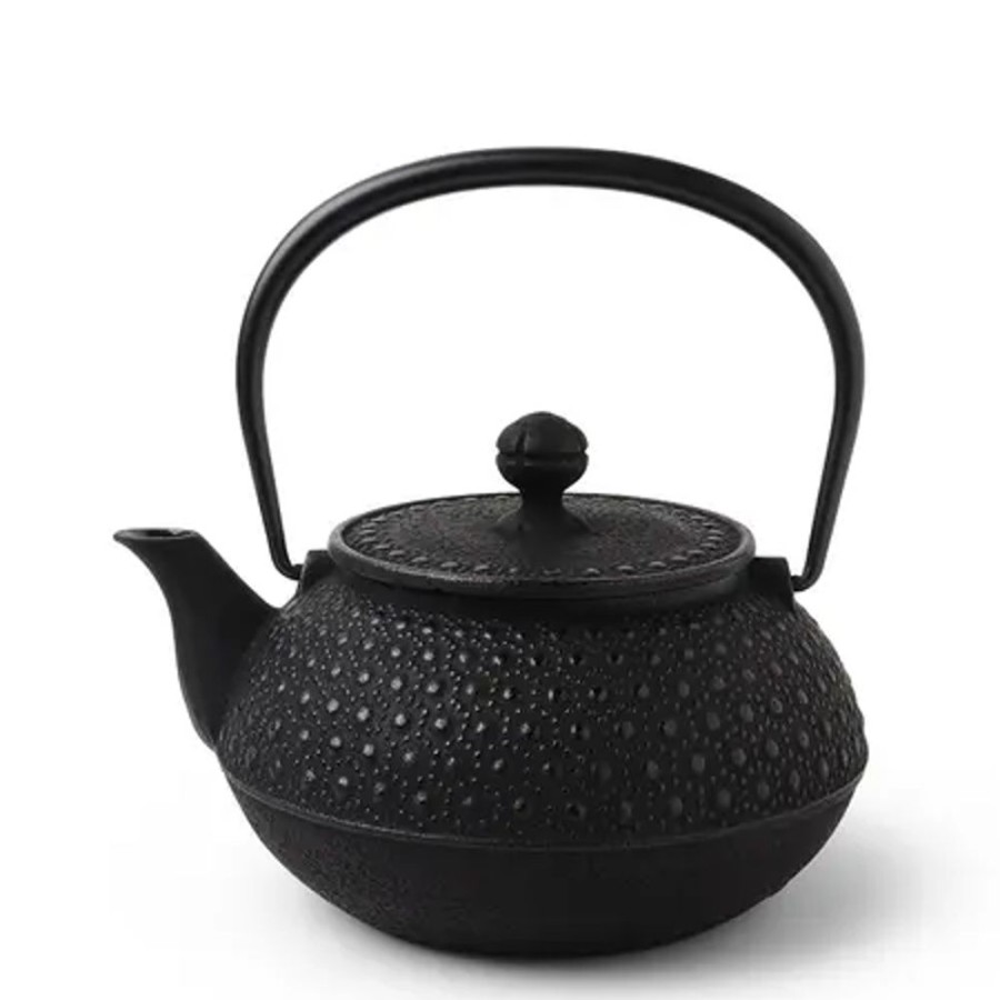 Tabletop Miya Company Teapots - Cast Iron | Cast Iron Teapot Black Honeycomb 0.9L