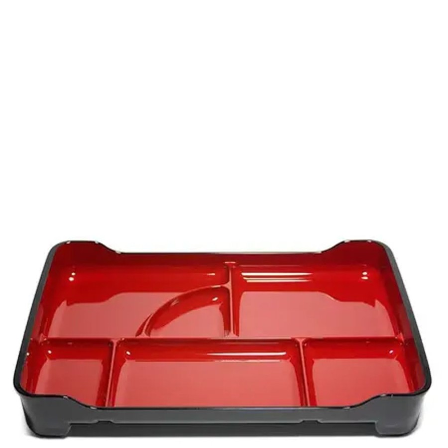 Kitchen Miya Company Sushi Service | Lacquered Lunch Tray 14" X 9.5" - Red