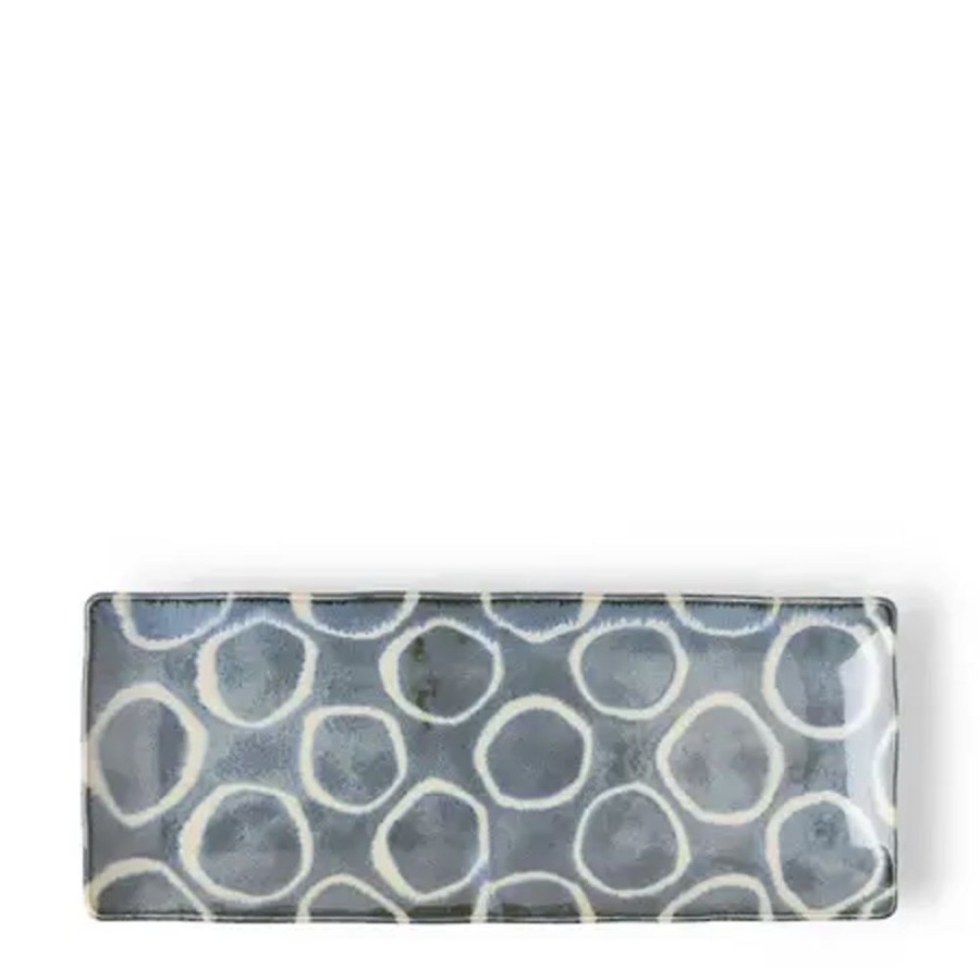Tabletop Miya Company Medium Plates | Rustic White Circles Rectangle Plate