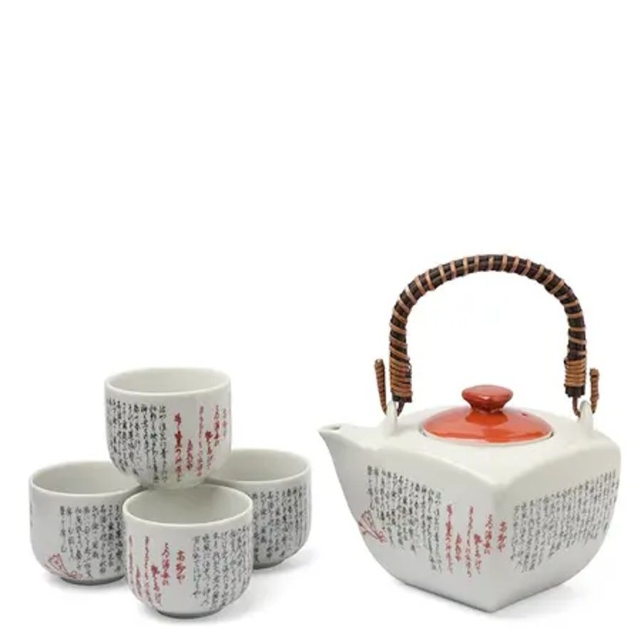 Tabletop Miya Company Tea Sets - Ceramic | Calligraphy White Tea Set
