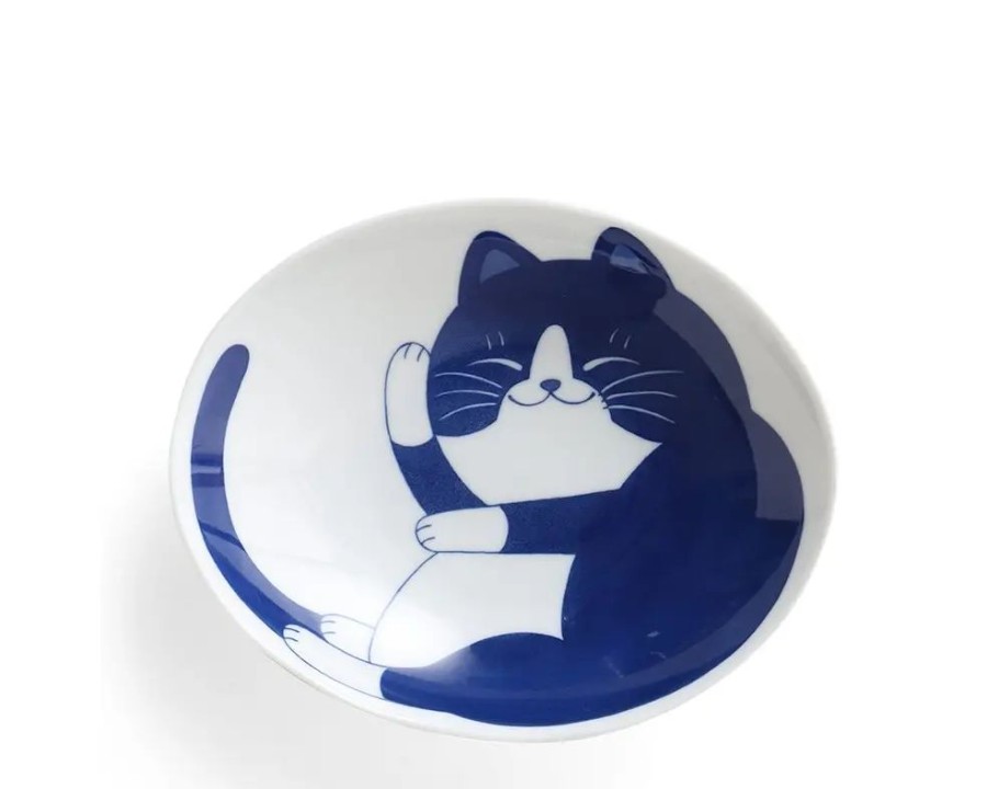 Whimsy Miya Company Bowls | Blue Cats 7.5" Oval Bowl