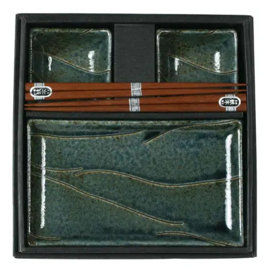 Tabletop Miya Company Plate Sets | Nami Blue Sushi Set