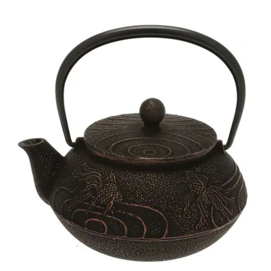 Tabletop Miya Company Teapots - Cast Iron | Teapot Cast Iron Copper Black Goldfish