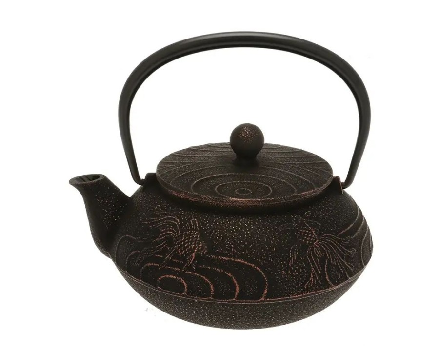 Tabletop Miya Company Teapots - Cast Iron | Teapot Cast Iron Copper Black Goldfish